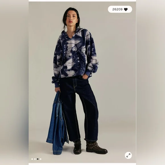 NWOT Free People We The Free Its a Vibe Printed Hoodie~ Butterfly Combo - Picture 3 of 10